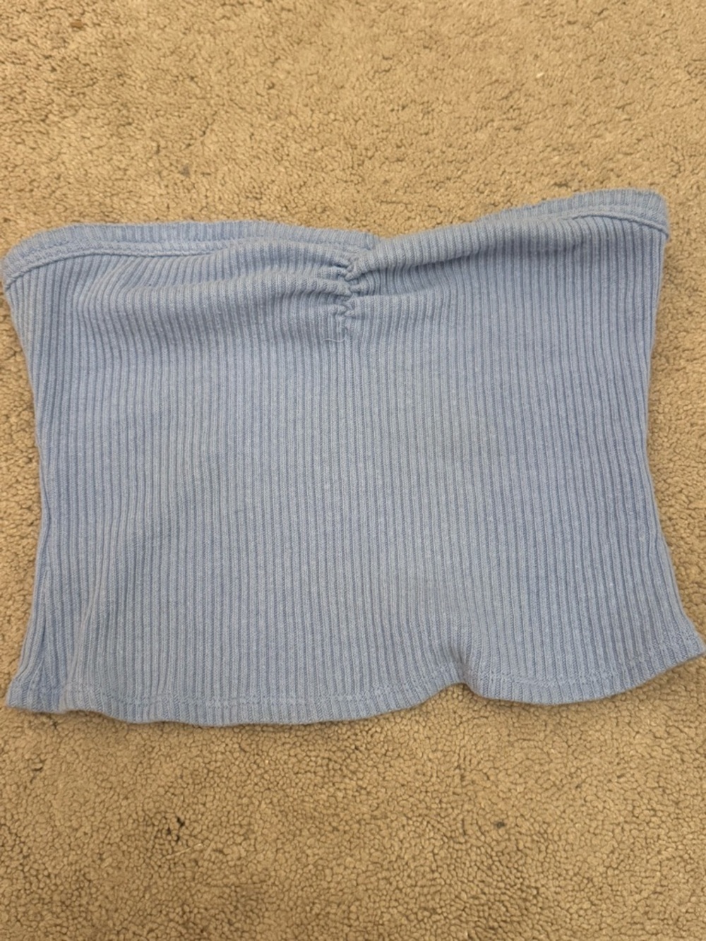 Urban Outfitters Light Blue Ribbed Strapless Crop